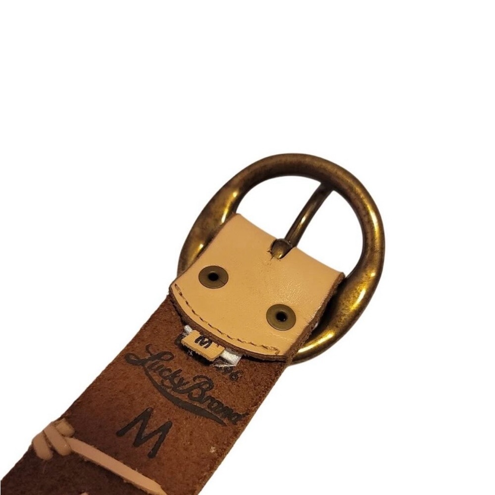 Lucky Brand Belt whip stitch Boho Size Medium Woven Leather Light Beige - Picture 4 of 4